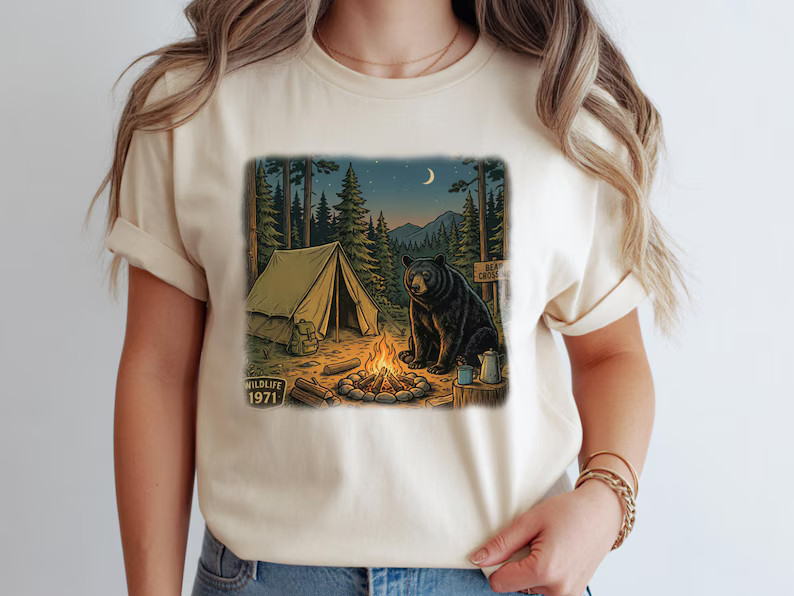 Camping Bear Nature Outdoor Adventure Comfort Tee