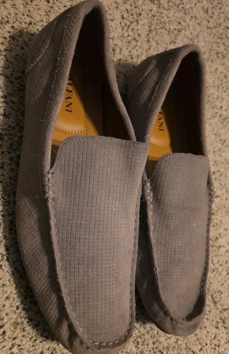ALFANI KENDRIC DRIVING MOCS SHOES MEN’S 10.5M GRAY TEXTURED SUEDE 42101-EUC!