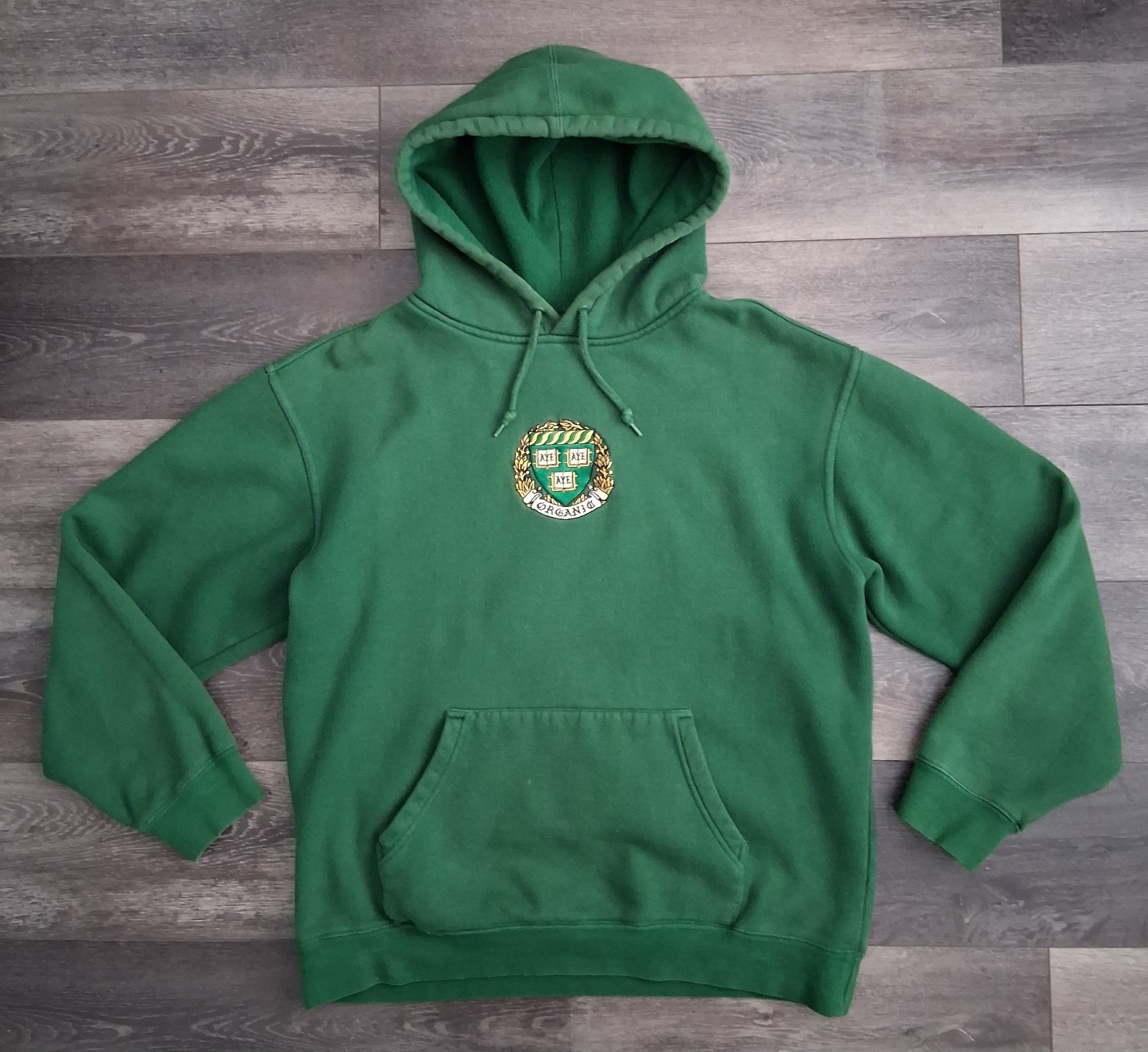 Midnight Organic Aye Aye Aye Pullover Fleece Hoodie Green Size Large