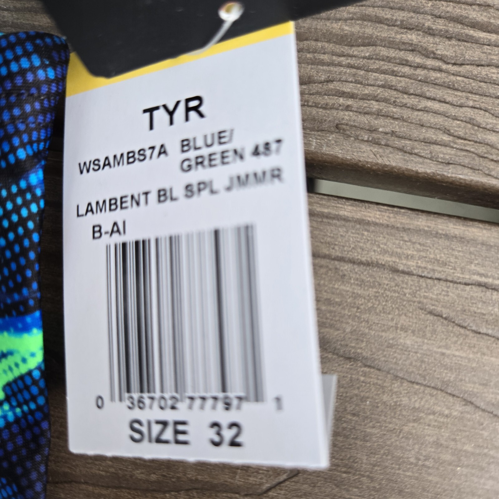 TYR Durafast Elite Lambent Men’s Jammer Blue/Green Swimwear Swimsuit Size 32 New