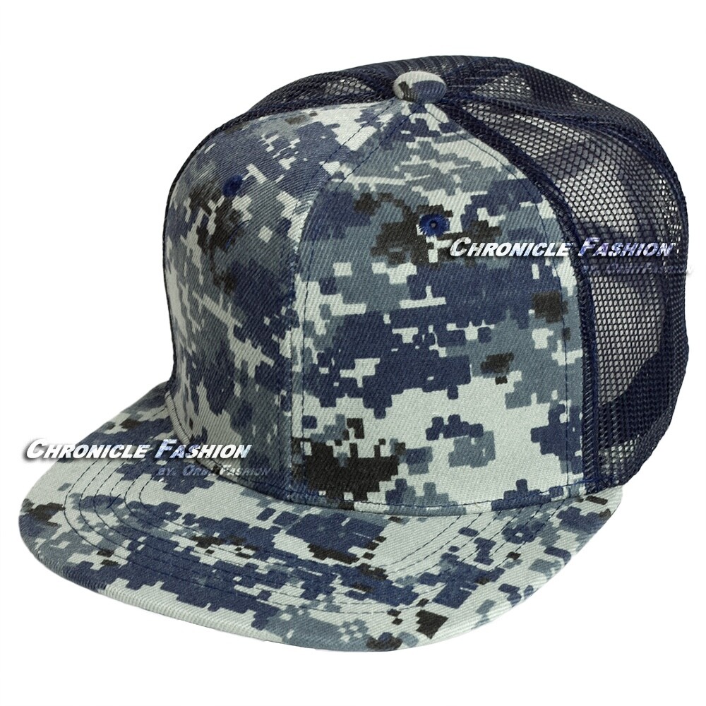 Trucker Hat Mesh Baseball Cap Snapback Adjustable Plain Solid Hip Hop Flat Men
