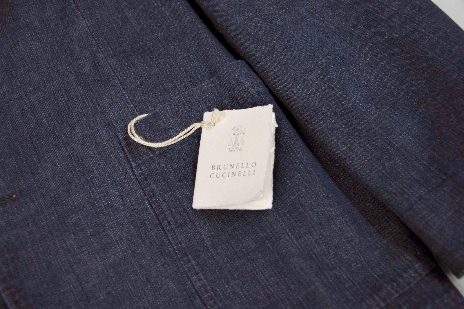 NWT $4500 Brunello Cucinelli Men’s Denim Sport Coat W/Logo Engraved Buttons A262