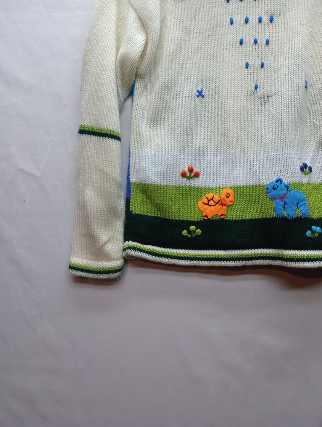 Childrens Unisex Handmade Full Zip Up Sweater Measurements In Pictures