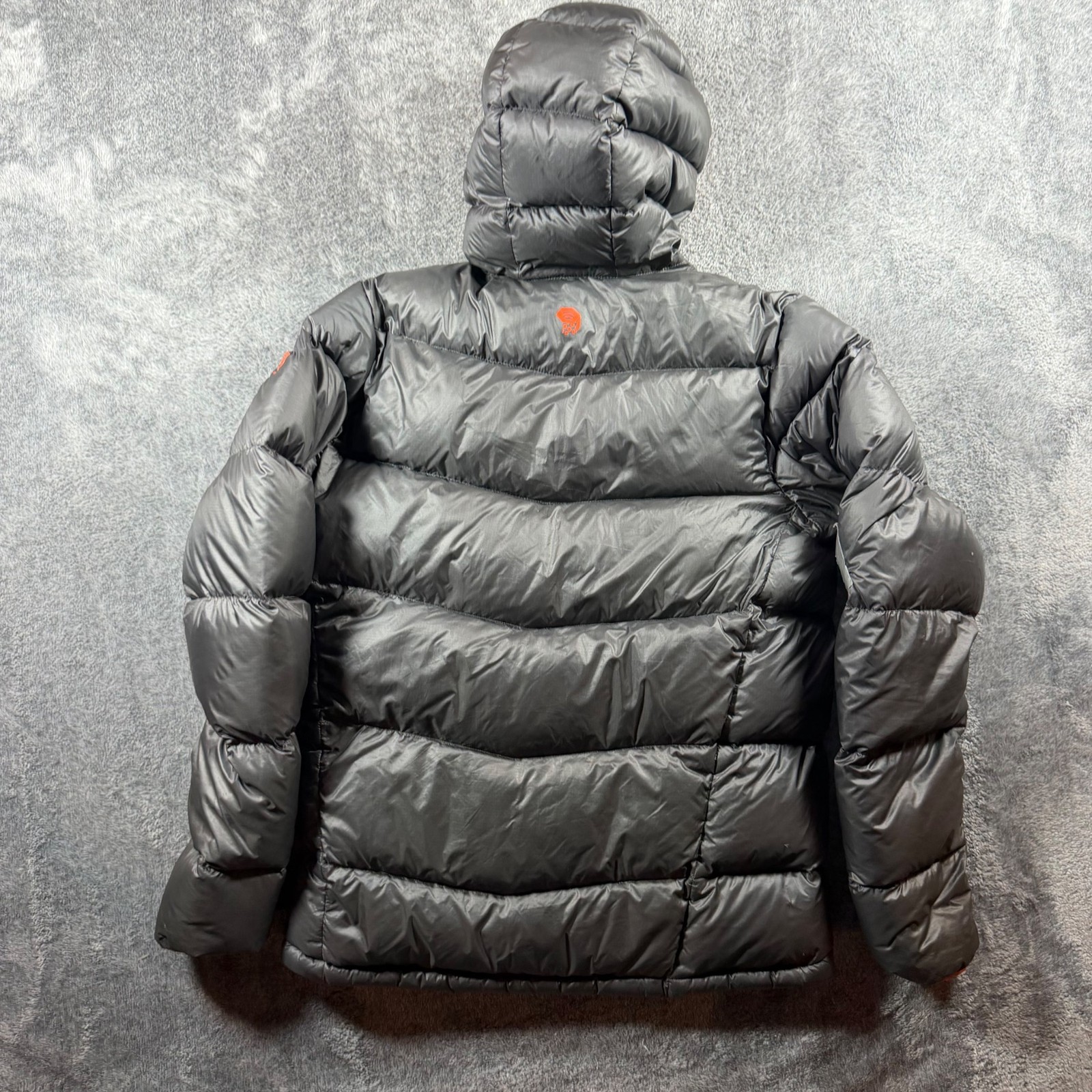 Mountain Hardwear Jacket Mens Medium Gray Kelvinator Hooded Down Puffer READ