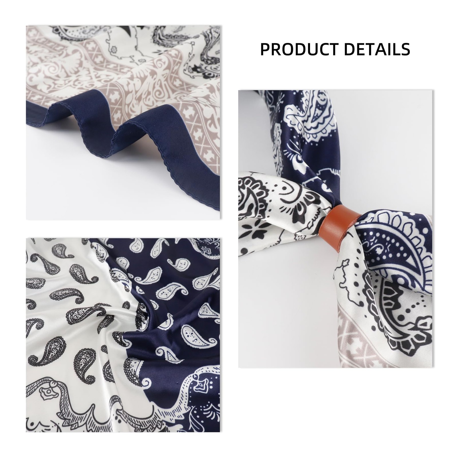 35 Inch Wild Rag Cowboy Bandana Scarves for Men, Large Neckerchief Silk Feel …