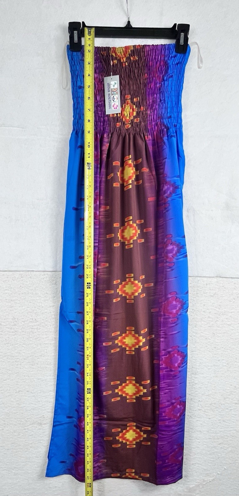 India Boutique Boho Maxi Dress Tube Top Sundress Free Size Southwest Ikat Print