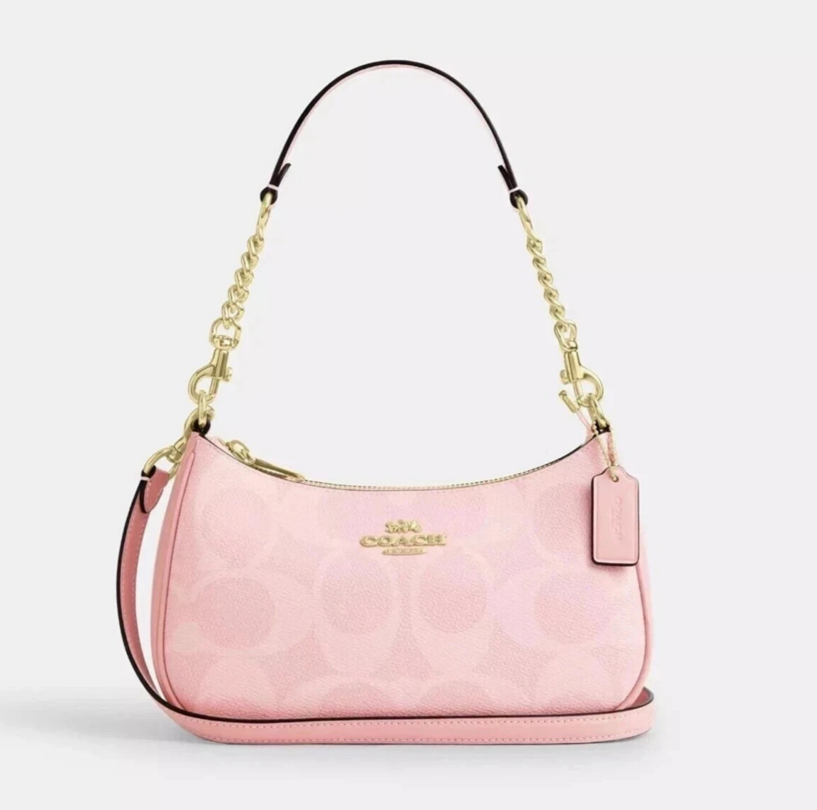 Coach Teri Shoulder Bag In Signature Canvas CAL51 Powder Pink NEW