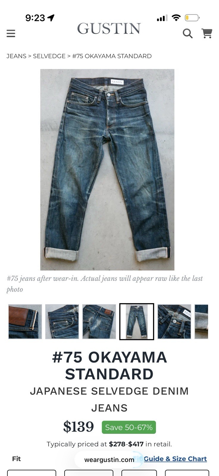 Gustin #75 Okayama Standard 14.5oz Japanese Selvedge Denim