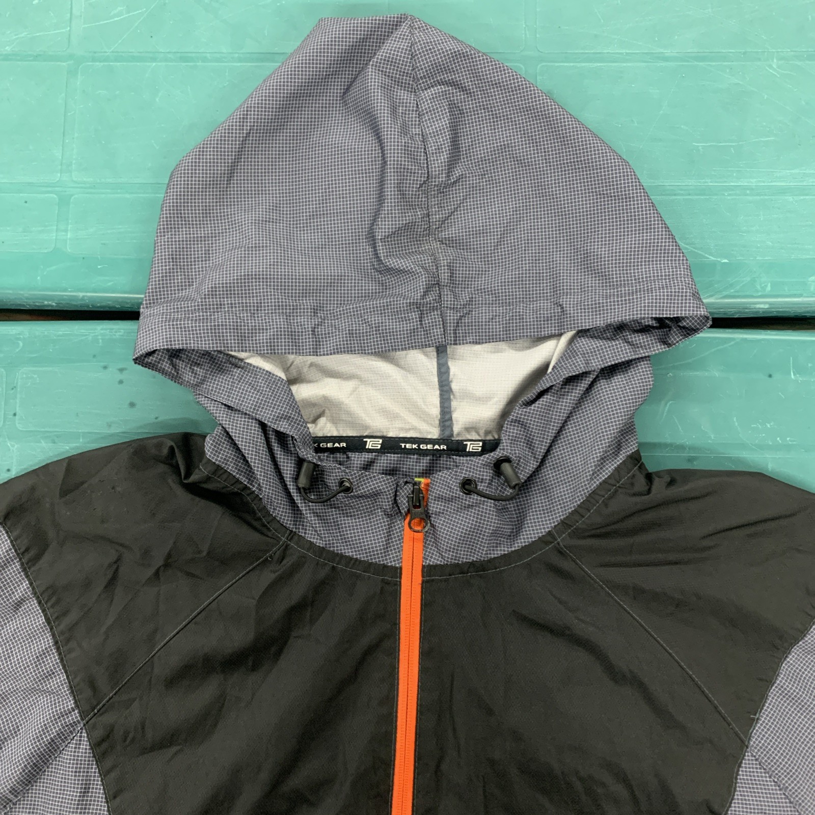 TekGear XXL Charcoal Gray/Orange Jacket Reflective Stash Pocket Skater Ravers