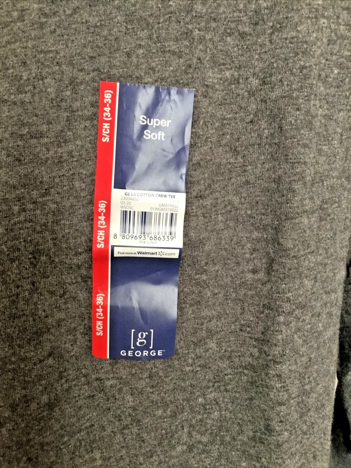 GEORGE SUPER SOFT GRAY LONG SLEEVE CREW NECK TEE SHIRT Sz S