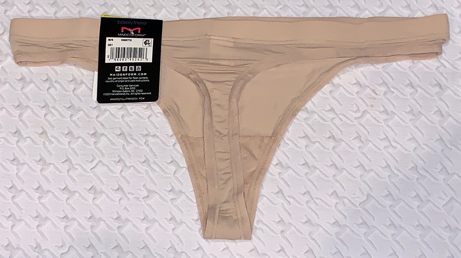 MAIDENFORM Barely There Nude Invisible Thong Panty Womens Sz M 6 L 7 XL 8 2XL 9