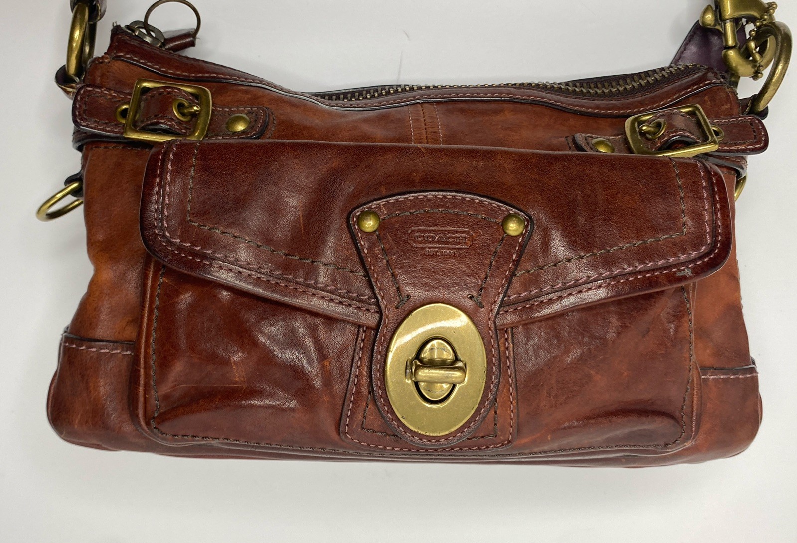Coach Legacy 65th Anniversary #11127 Brown Leather Shoulder Bag Brass Vtg READ