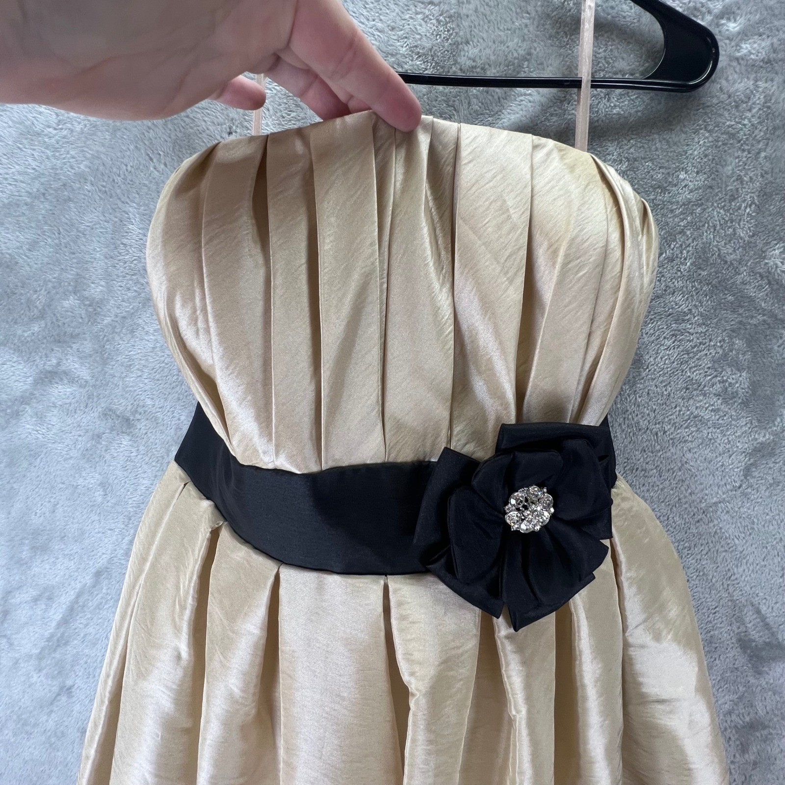 Champagne Gold Strapless Bubble Hem SZ 12 Dress Regencycore Gala Coquette Party