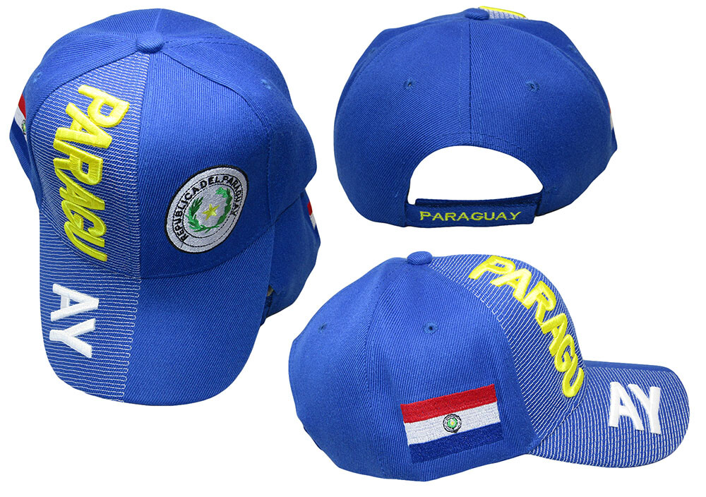 Paraguay Country Yellow White Letters Crest Patch On Side Embroidered Hat Cap