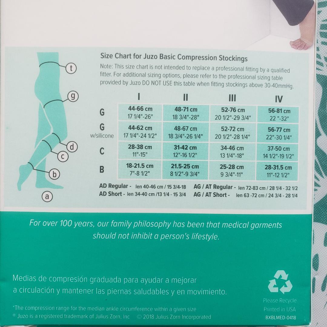 Juzo BASIC 4201 RIBBED SHORT Knee High Stockings AD Compression 20-30 Size Color