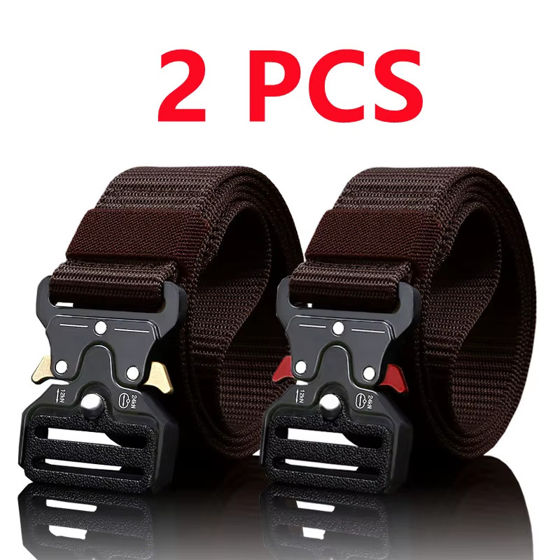 2Pcs Versatile Men’S Tactical Belts – Durable, Quick Release Design – for Outdoo