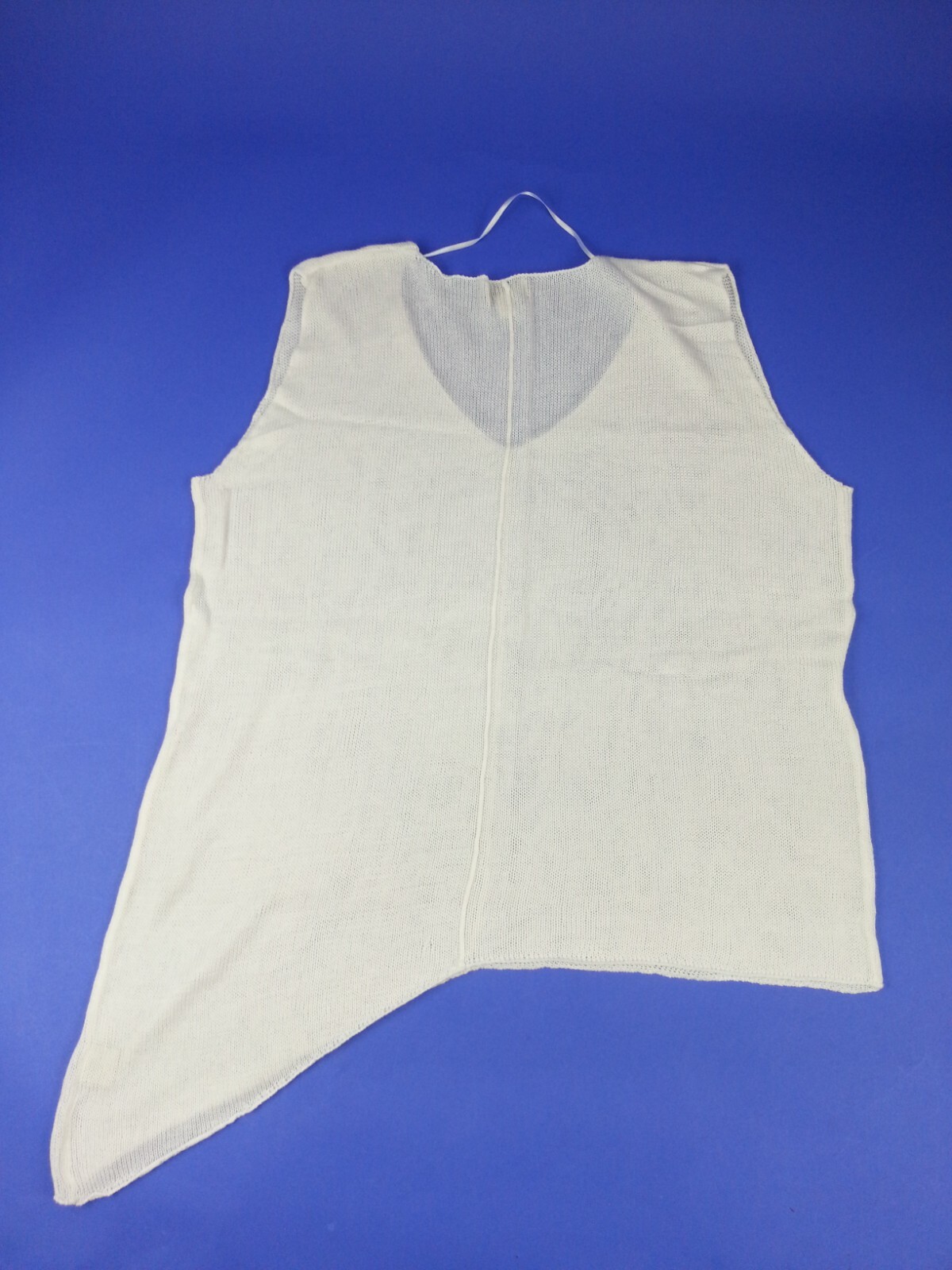 Cantoo Top XL / 2XL White Semi Sheer Sleeveless Knit Tunic Top With Slant Bottom