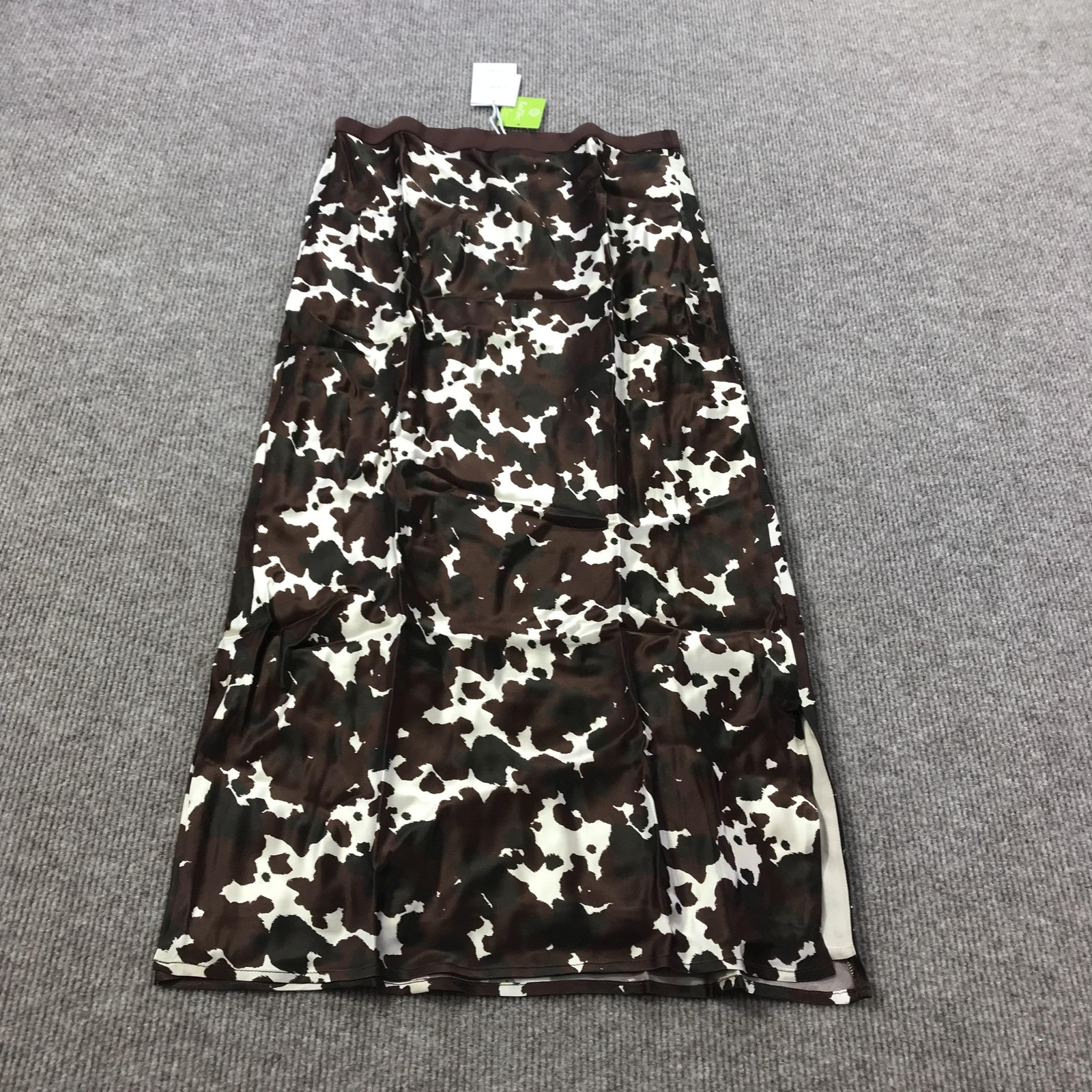 CAMI NYC Jessica Skirt Womens Small Brown Animal Print Satin Maxi Lined Slit