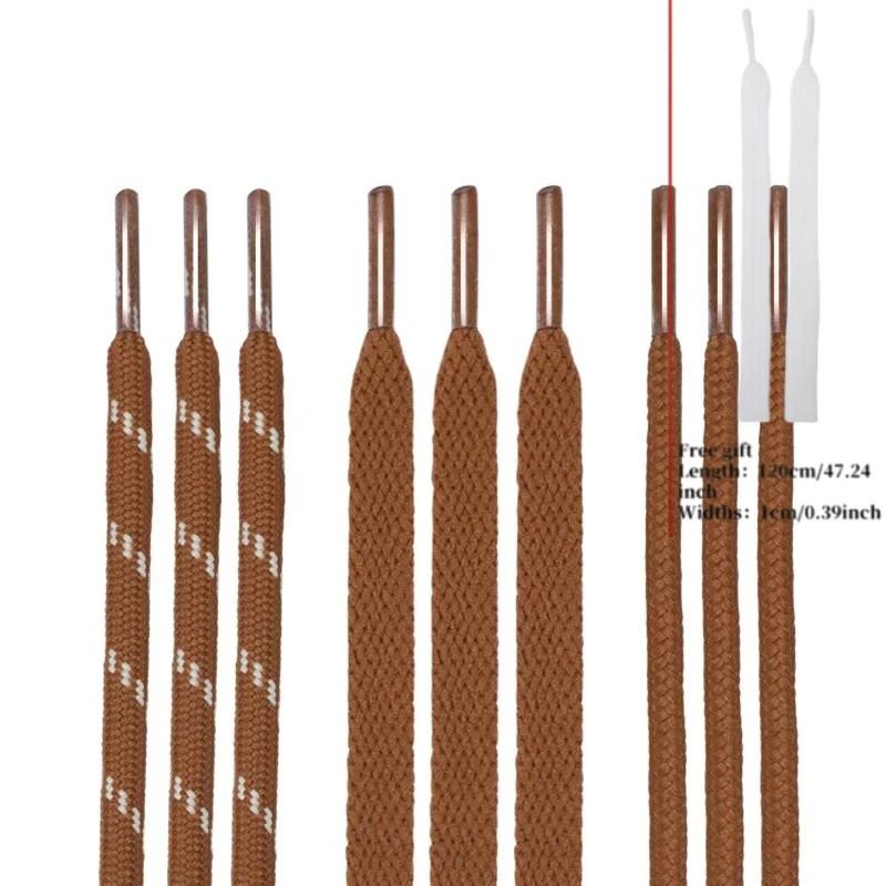 3 Pairs Flat Round AF1 Shoelaces Wheat Brown – Autumn Replacement Strings for Sp