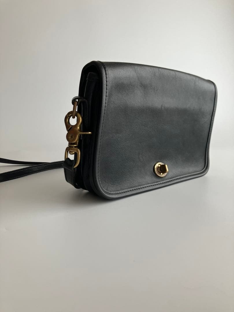 Coach Old Leather Shoulder Bag Black 9.3 x 5.9 x 1.4 inches Used