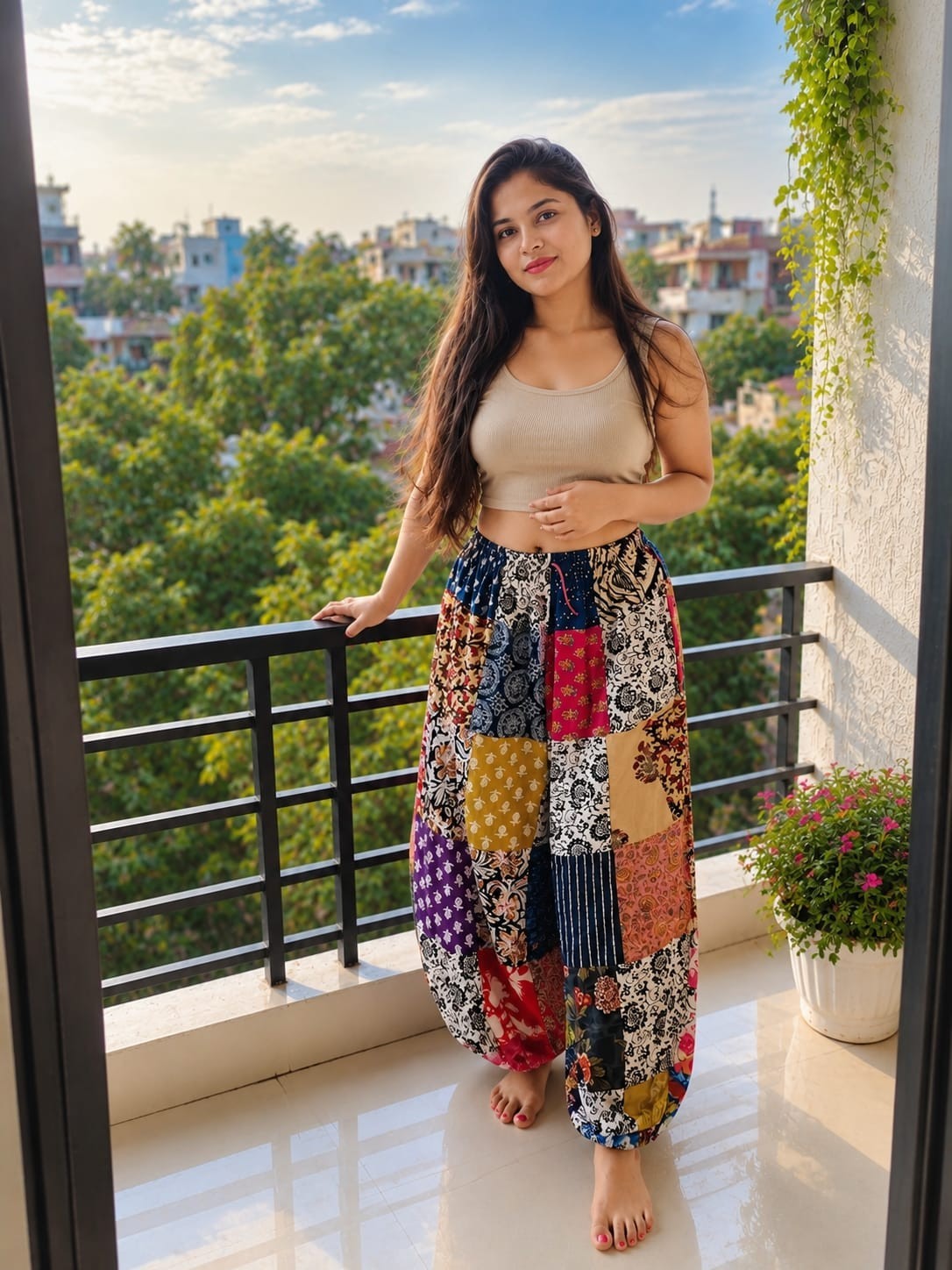 Patchwork Harem Pants Boho Wide Leg Trousers Kantha Festival Lounge Gypsy Hippie