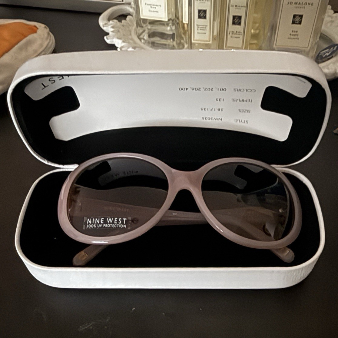 Nine West NW503 Oversized Oval Sunglasses Pink Frame Brown Tinted 100% UV