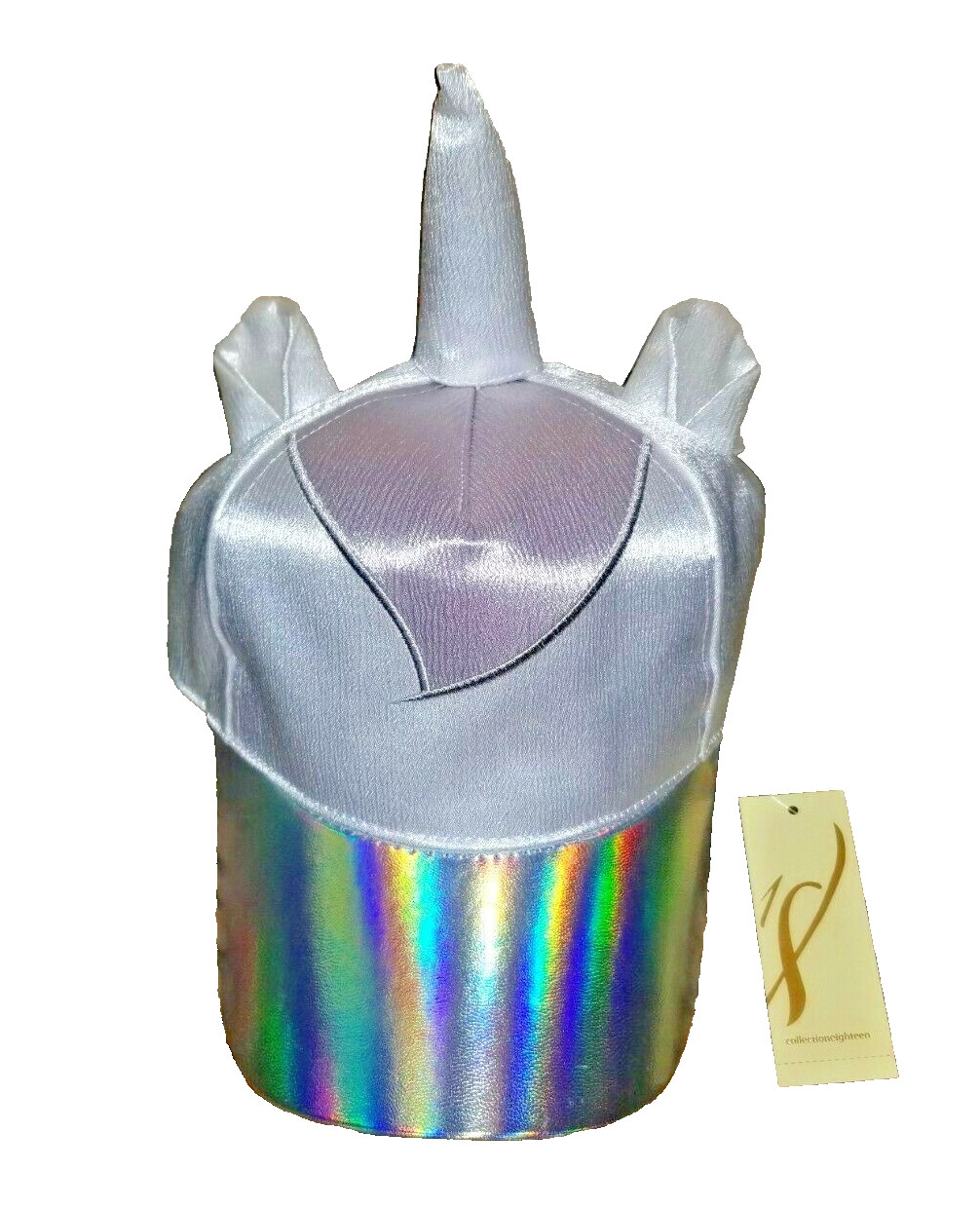COLLECTION EIGHTEEN Unicorn White Silver Shimmery Holographic Adjustable Hat O/S