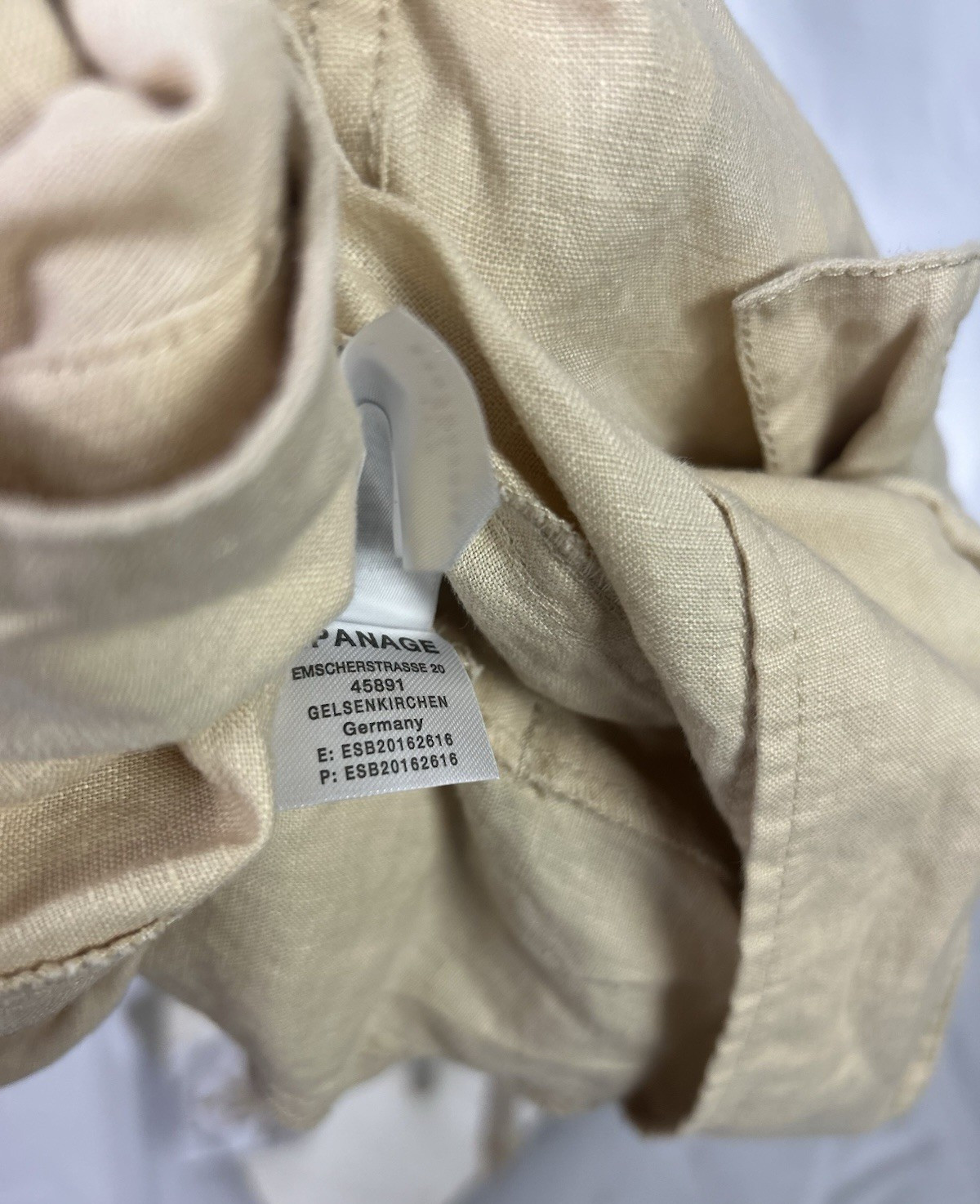 Apanage Vintage Y2K Jacket Top Safari 100% Linen Belted Khaki Short Sleeve US 4