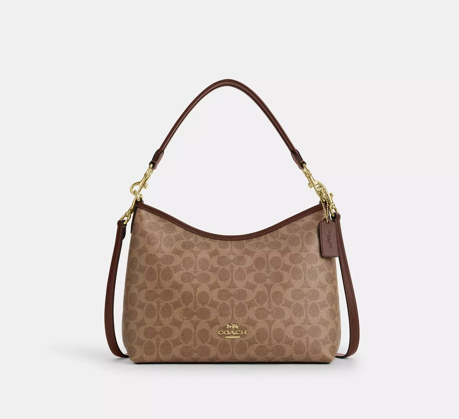 NWT Coach Laurel Shoulder Bag In Signature Canvas CV975 -Gold/Tan/Brown