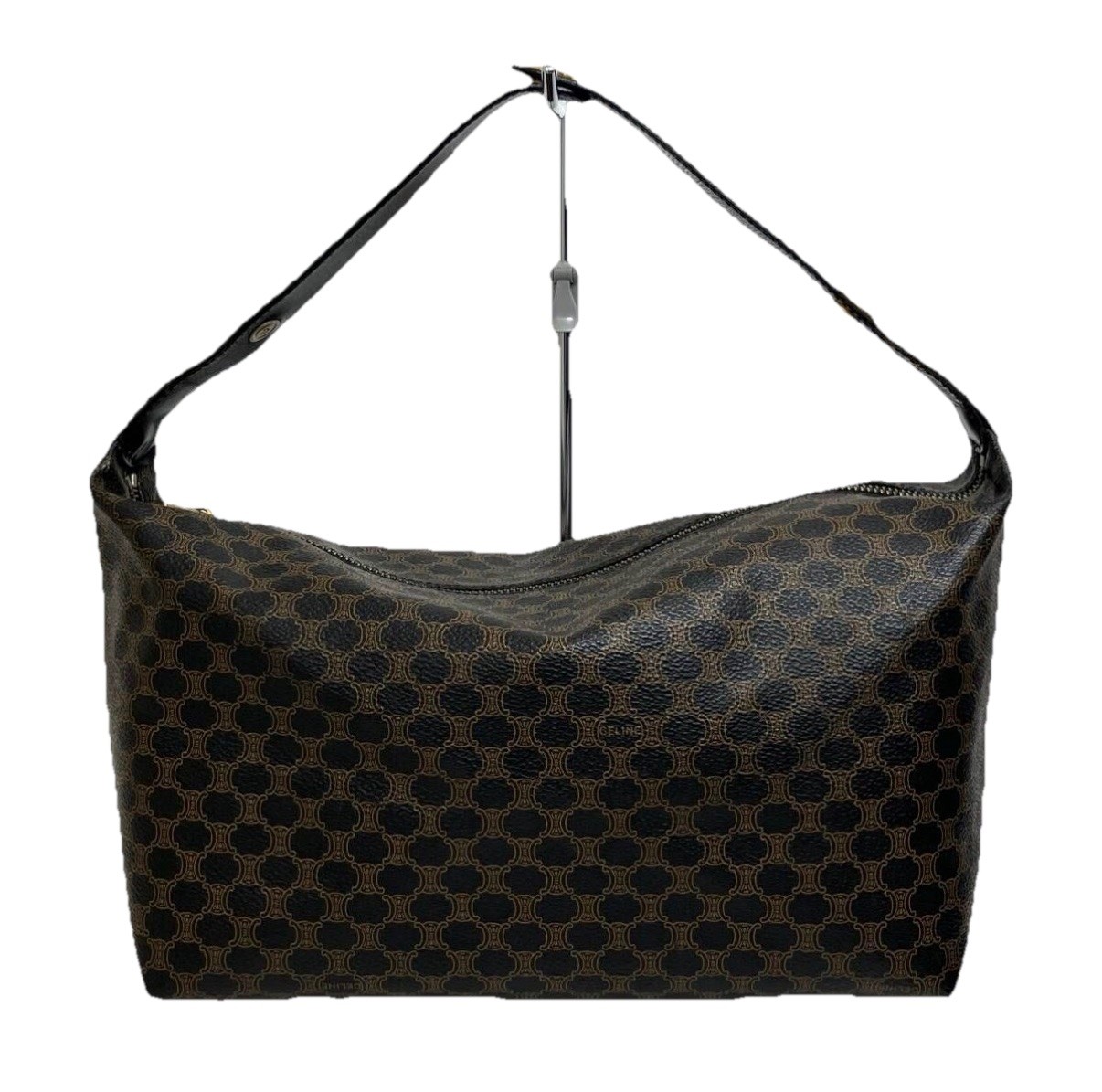 CELINE Black Macadam Accessory Pouch Clutch Hand Bag PVC Leather Auth #1246