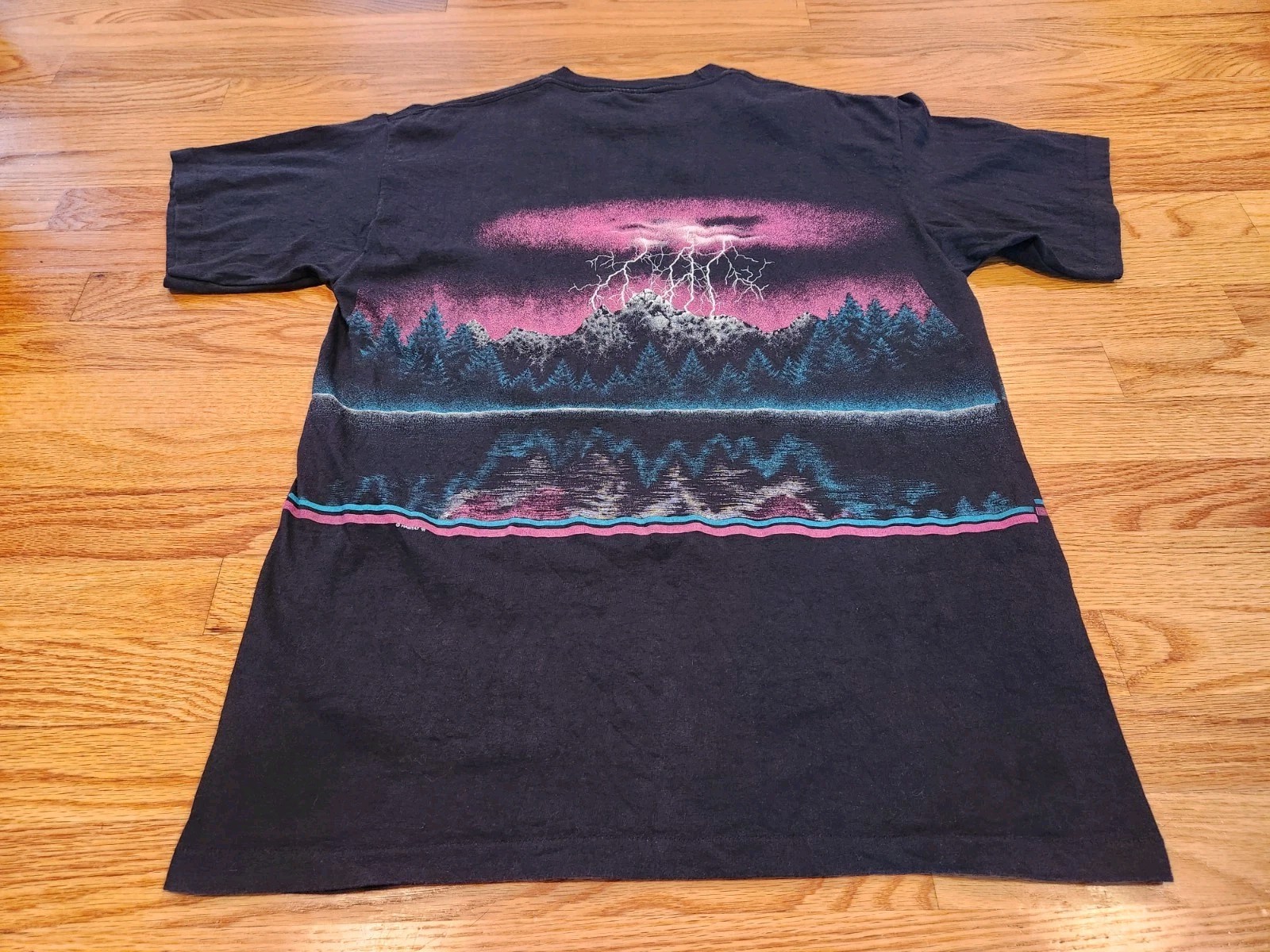 Lightning Thunder All Over Print Shirt L Used 1991 Signal Sports AOP 90s Solvang