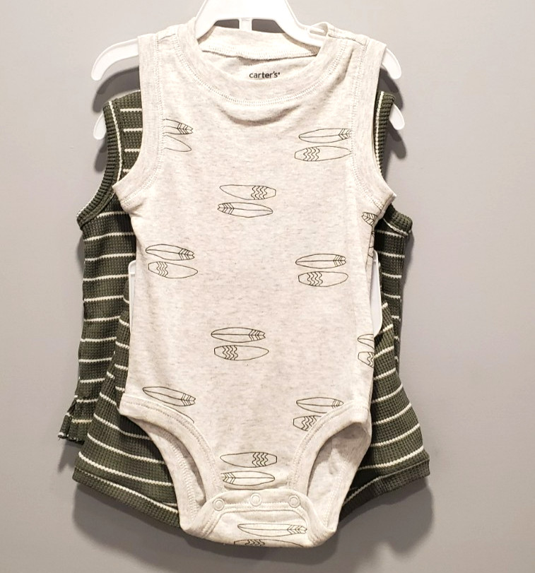 Carter’s Baby 3 Piece Sweater Vest Shorts Set 9 Months NWT Green Stripe