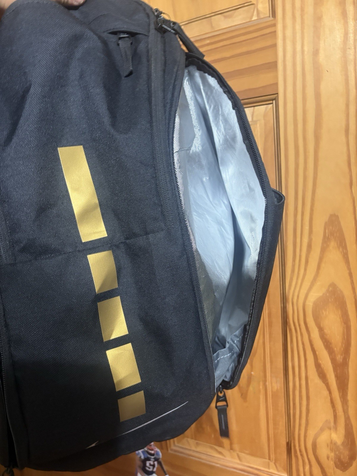 Nike Hoops Elite Pro Backpack Black & Gold Zippered Polyester Multiple Pockets
