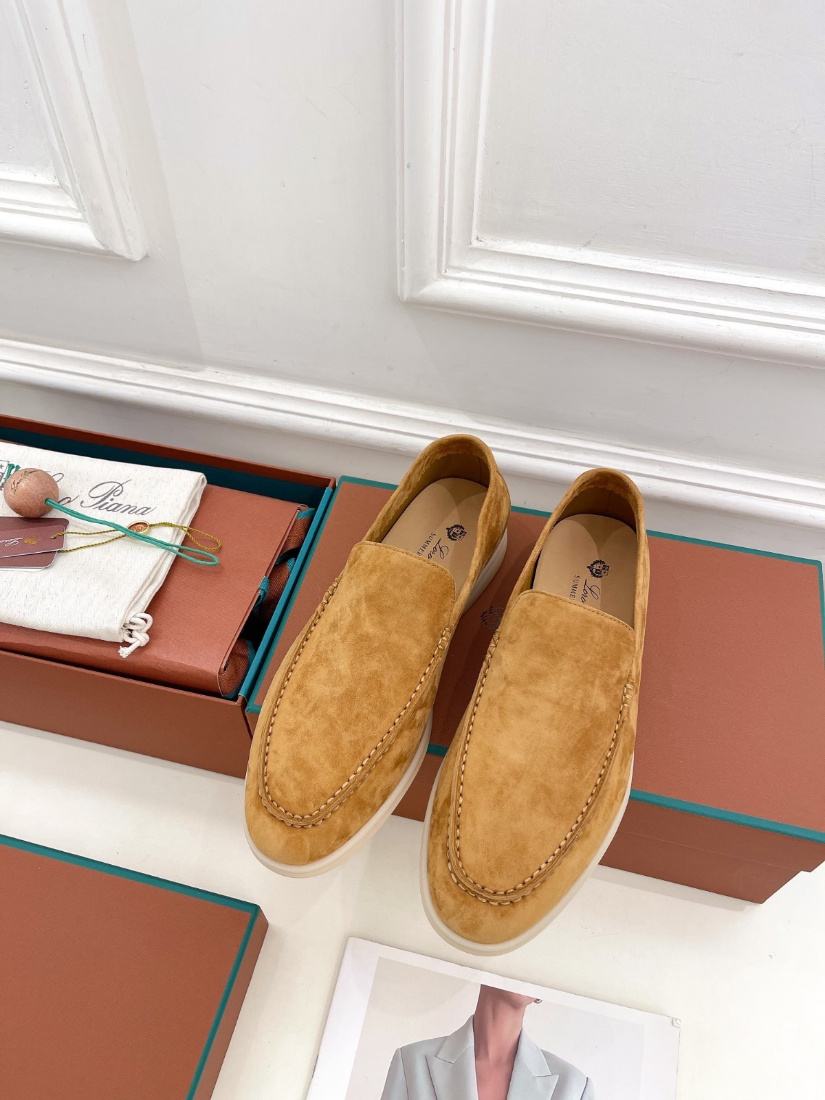 Loro Piana Brown Suede Loafers Slip On Casual Shoes Men’s Size EU 42