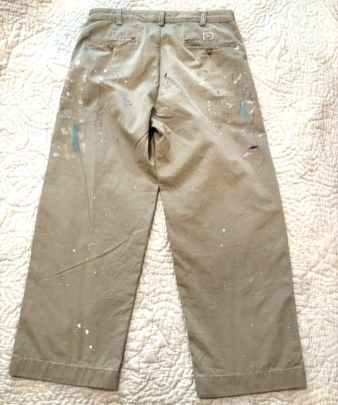 Ltd. Edition Polo Ralph Lauren Big Chino Hand Paint Splatter Khaki Work Pants 34