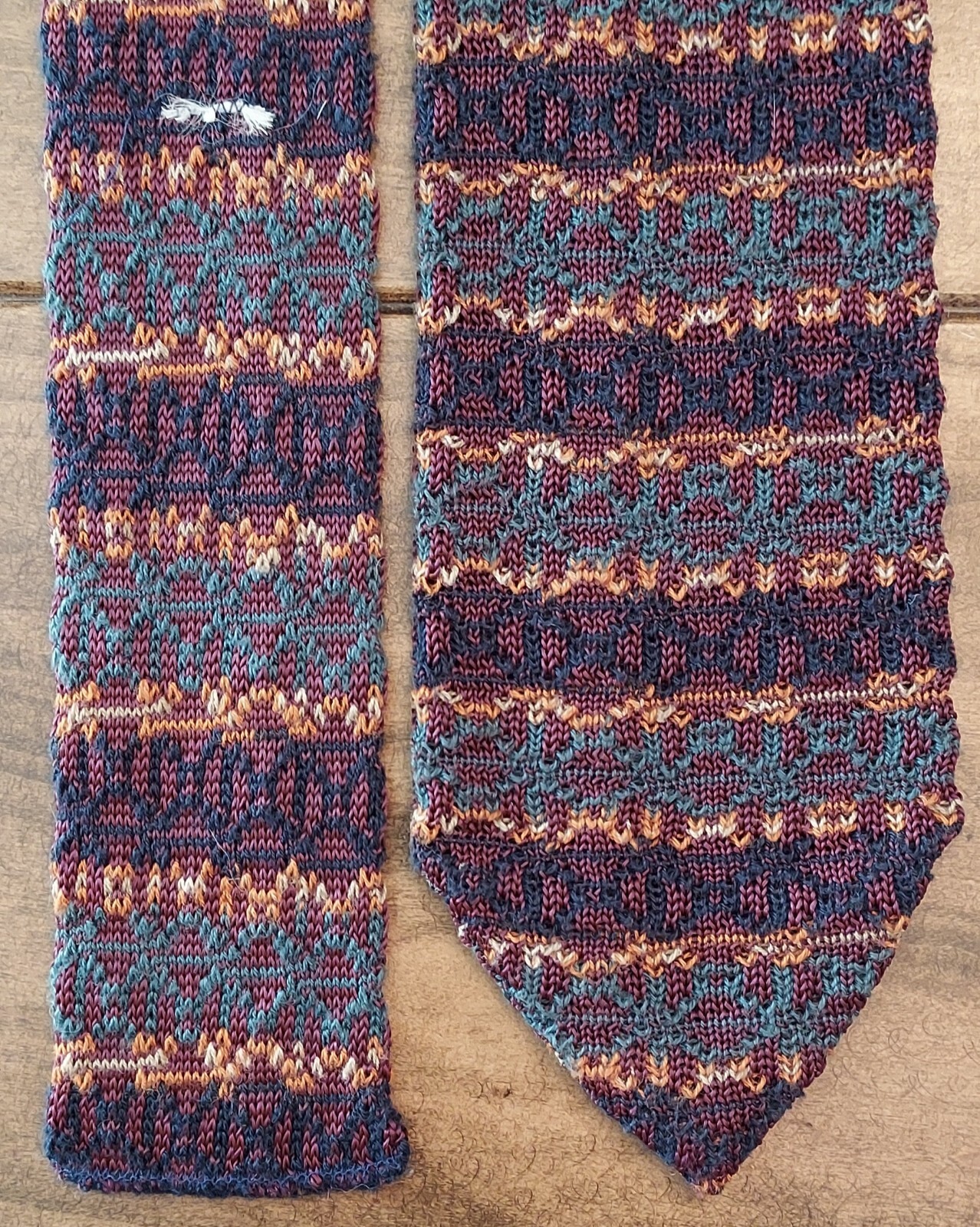 Vtg Rooster Pointed Knit Stripe Tie Texture Burgundy Purple Teal Orange 54×3 1/8