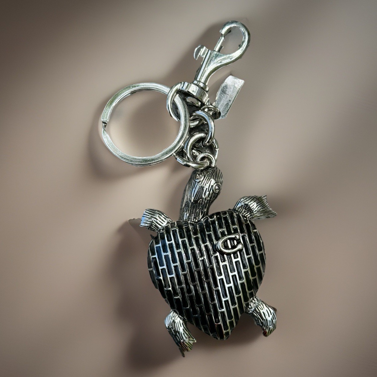 Graphite Black Turtle Bag Charm Keychain | Premium Velvet Dust Bag Included