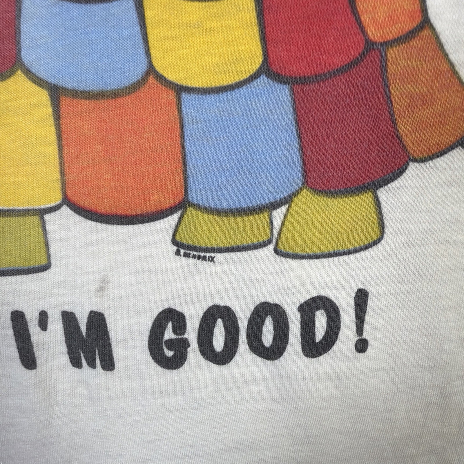 True Vintage Turtle Shirt Mens Medium White 70s Funny Quote Flower Thin Rare USA