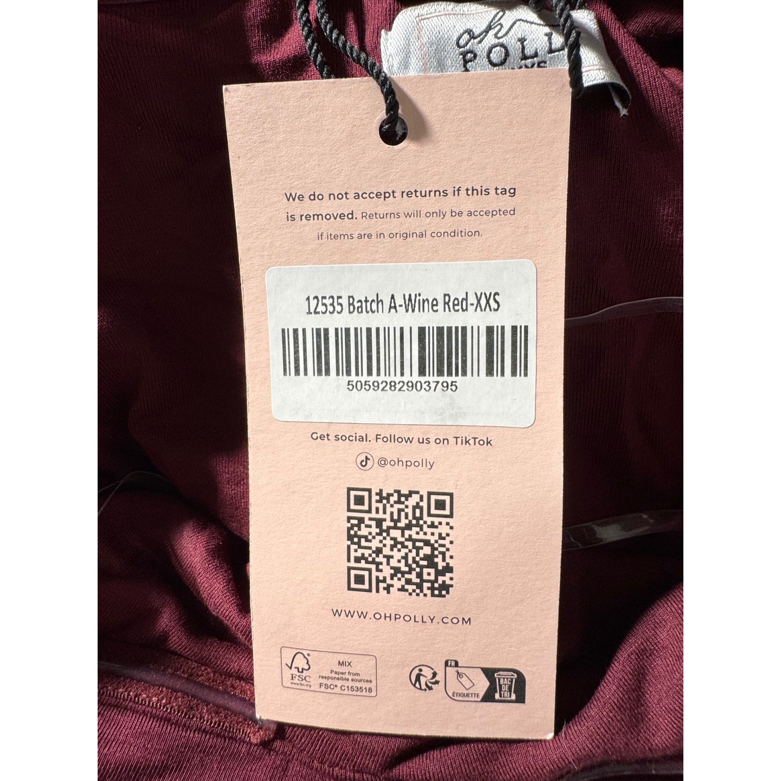 Oh Polly Wine Red Off Shoulder Long Sleeve Bubble Hem Mini Dress XXS Burgundy