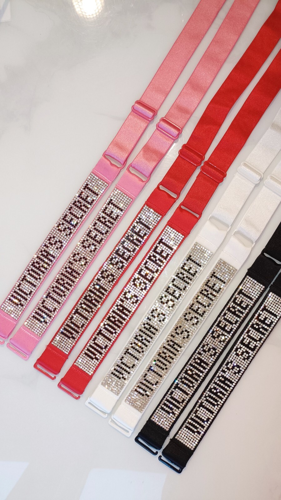 Black or White or Red or Pink/Bra Straps/1pair/Adjustable Diamond/shine strap