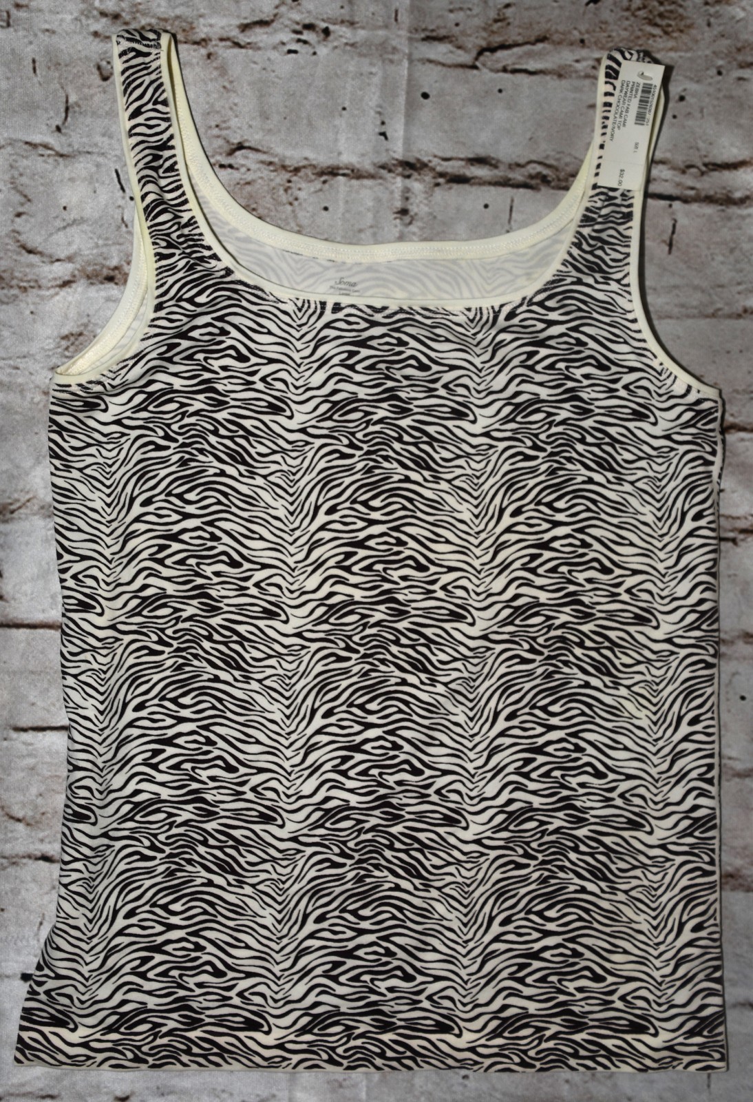 Women’s SOMA Size L Brown, Cream Spandex Animal Print Sleeveless Tank Top Cami