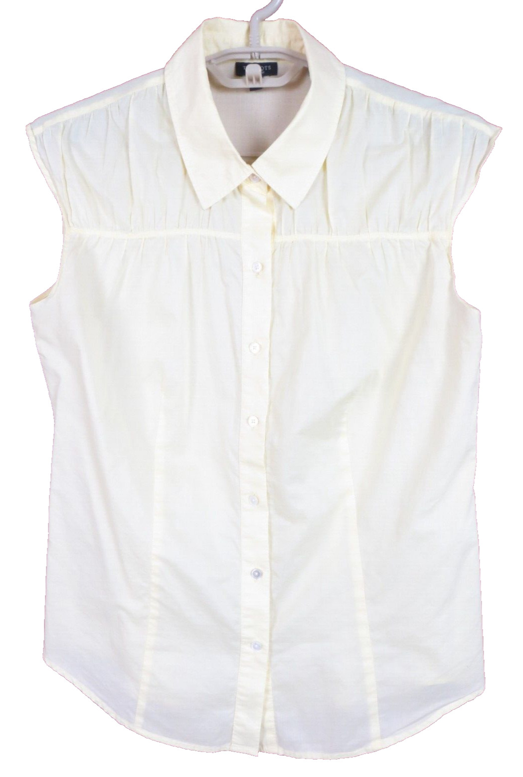 TALBOTS Womens 100% Cotton Tank Top Sleeveless Button Collared Light Yellow 10