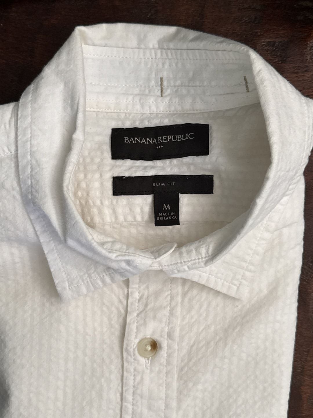 Banana Republic White Textured Seersucker Slim Fit Button-Down Shirt Size M