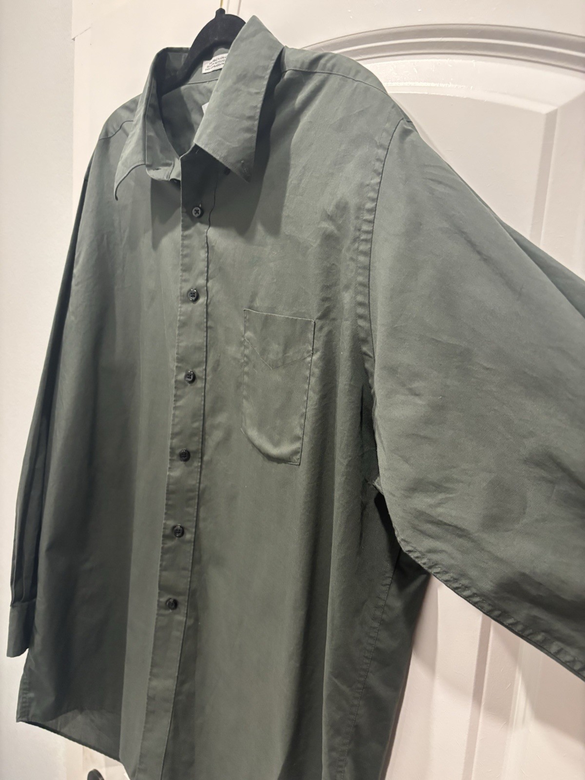 David Taylor Classic Fit Solid Green Long Sleeve Dress Shirt 17-17.5 34/35 XL