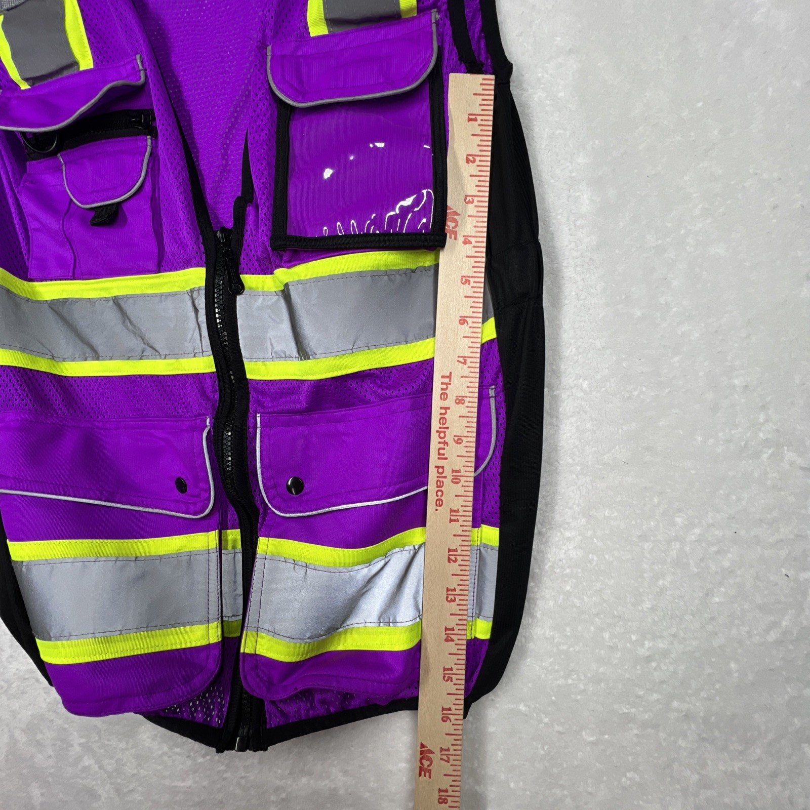 TuGlow Unisex Purple Yellow Zipper Pockets Sleeveless Reflective Vest Size M