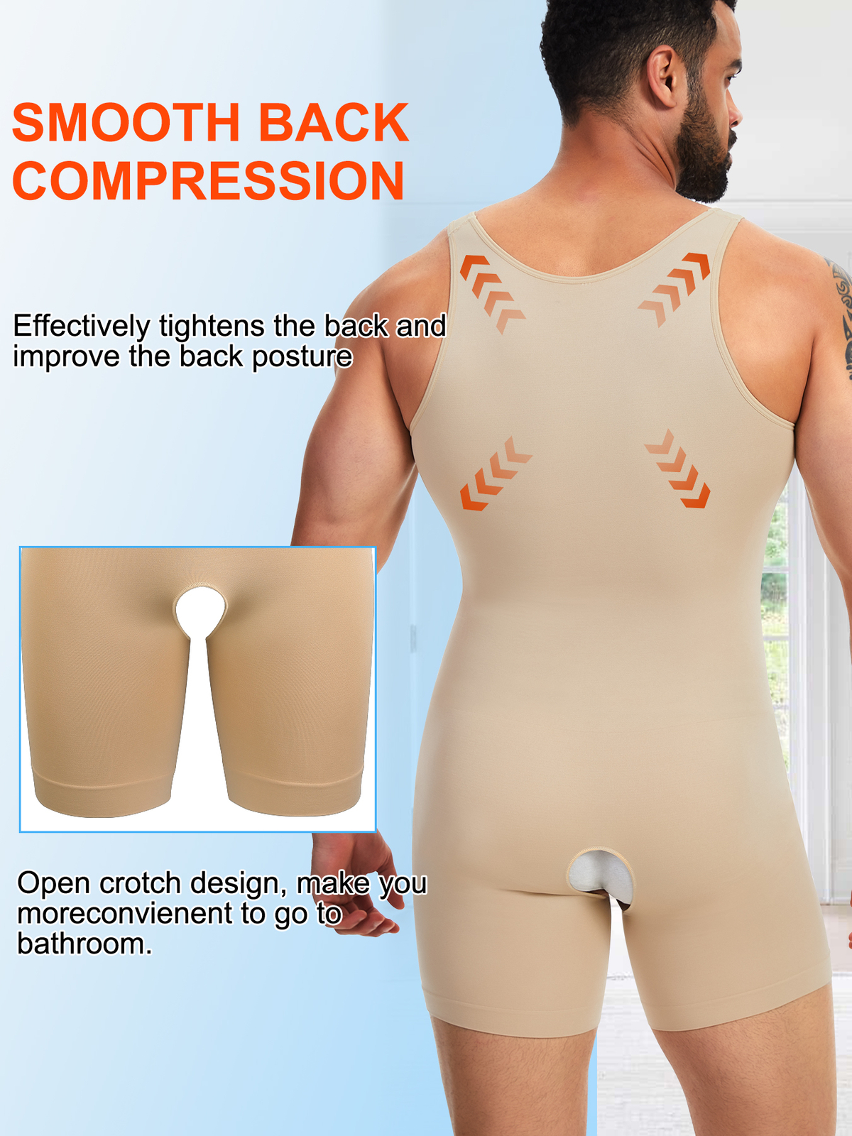 Men Shapewear Compression Bodysuit Full Body Shaper Slimming Fajas Para Hombres