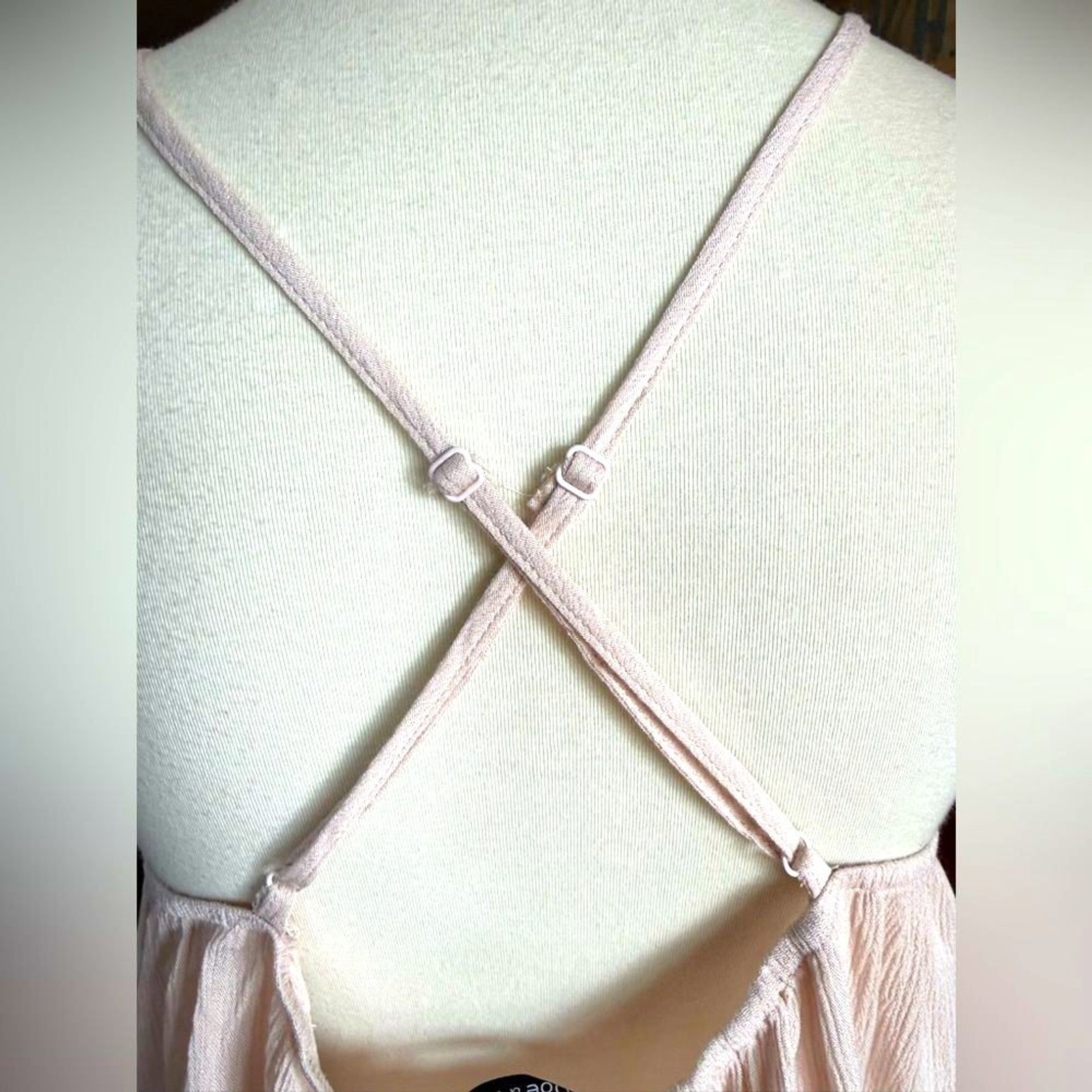 NWT Doe & Rae Blush Pink Crochet Detail Cami Top sz LG