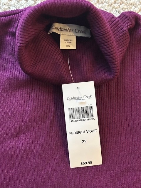 Womens Coldwater Creek Dark Magenta/purple turtleneck, NEW size XS
