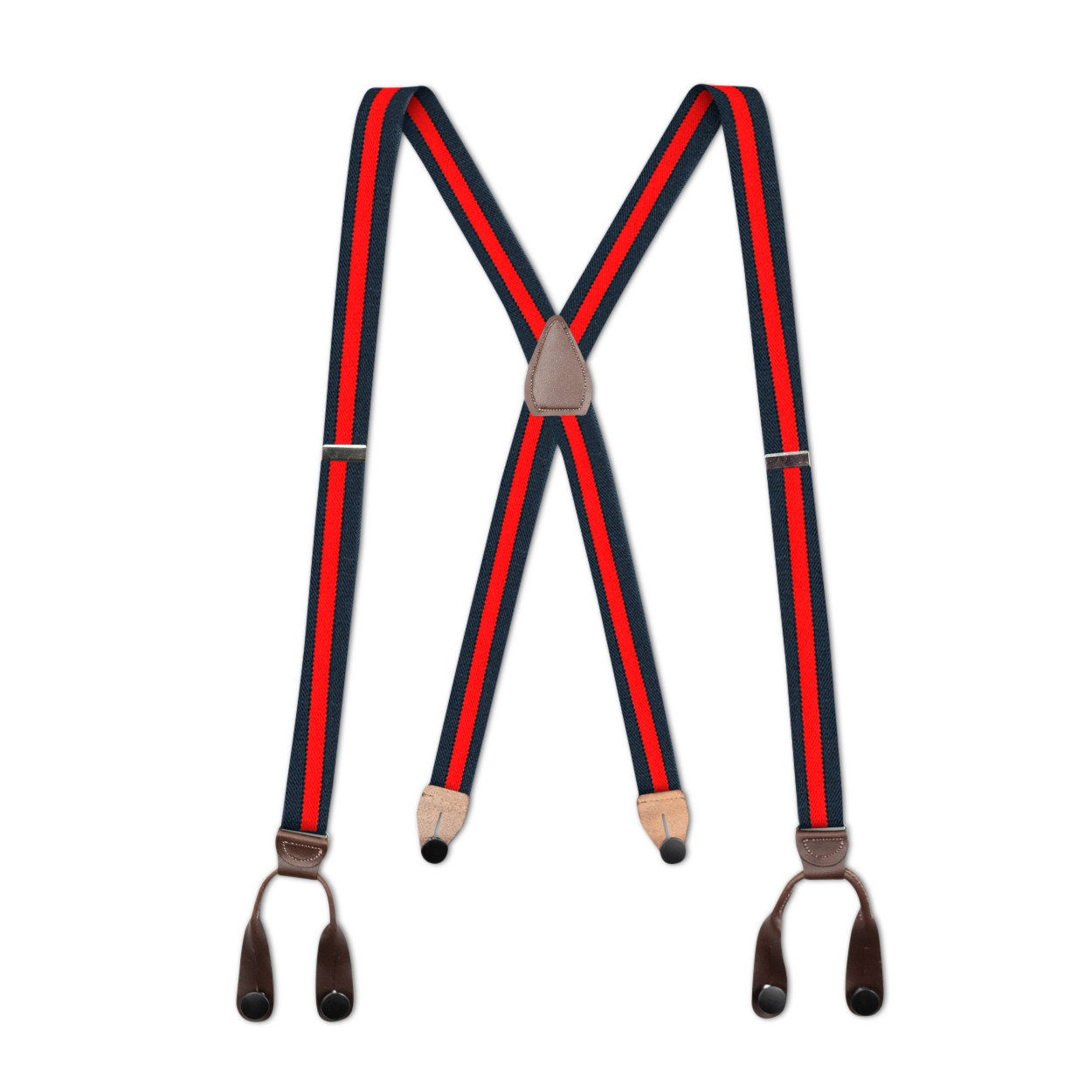 Men’s Suspenders – Button-On with Leather Ears and Goldtone Metal, USA Made