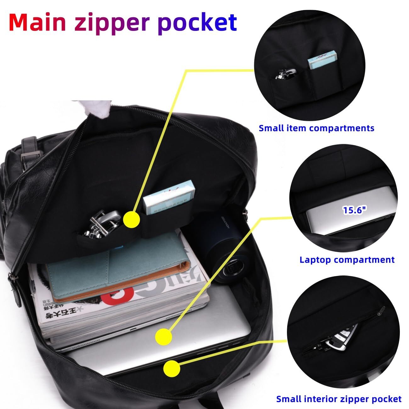 PU Casual Backpack Men’s casual Leather laptop backpack Daily commuter leathe…